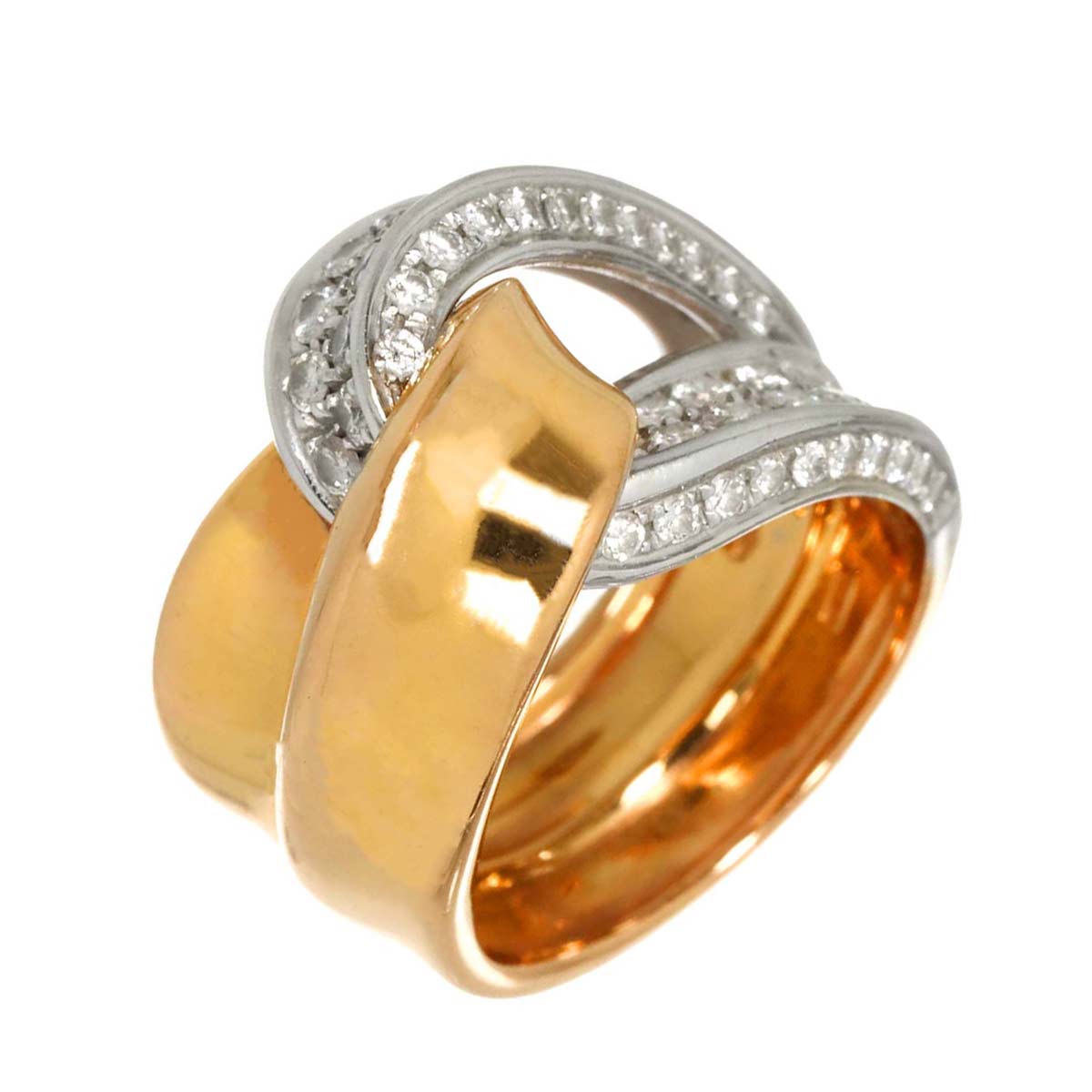 Diamond Ring 18K PG WG 750 6.25-6.5(US)