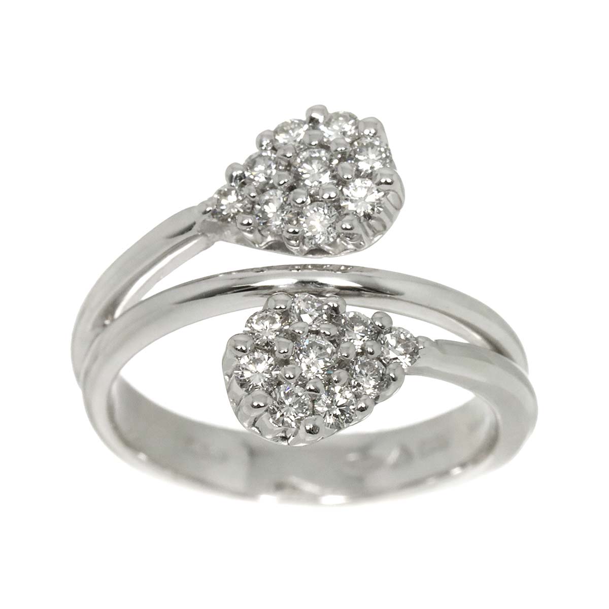 Diamond Ring 18K White Gold 750 size5.5-5.75(US)