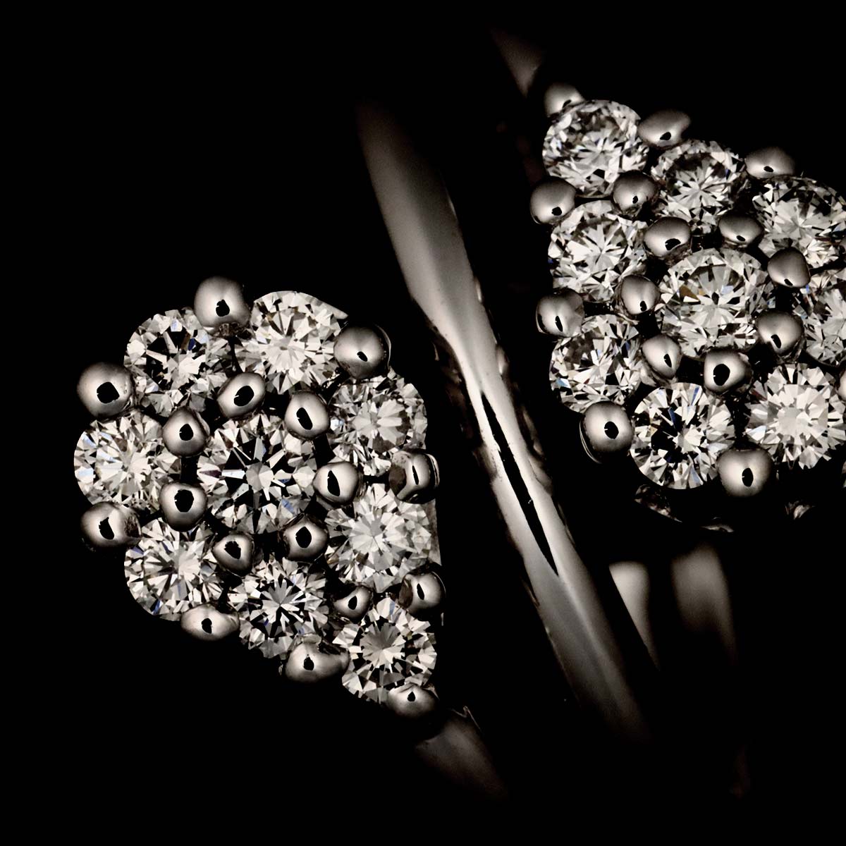 Diamond Ring 18K White Gold 750 size5.5-5.75(US)