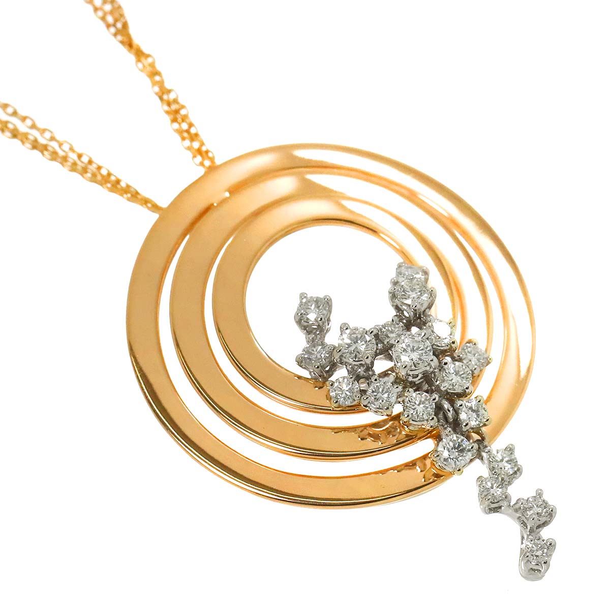 Diamond Necklace 18K WG PG 750