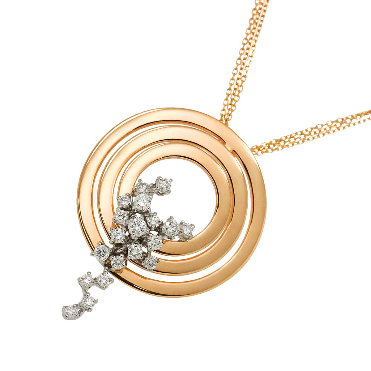 Diamond Necklace 18K WG PG 750