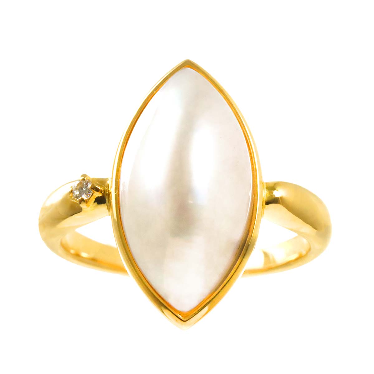 Mabe Pearl Diamond Ring 18K YG 750 5.5-5.75(US)