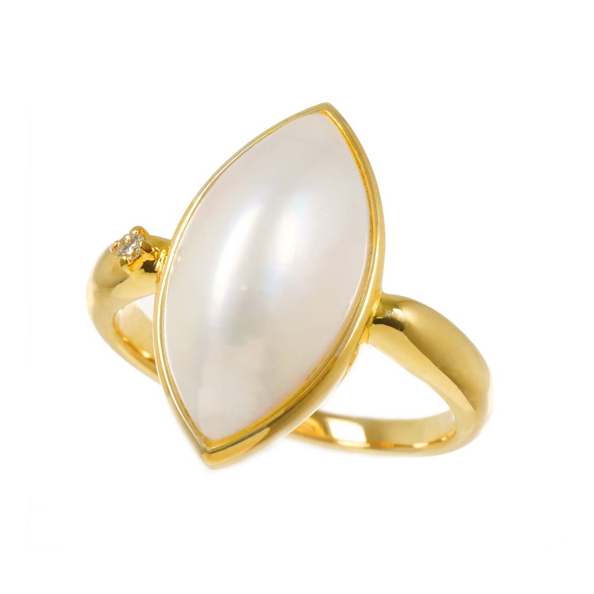 Mabe Pearl Diamond Ring 18K YG 750 5.5-5.75(US)