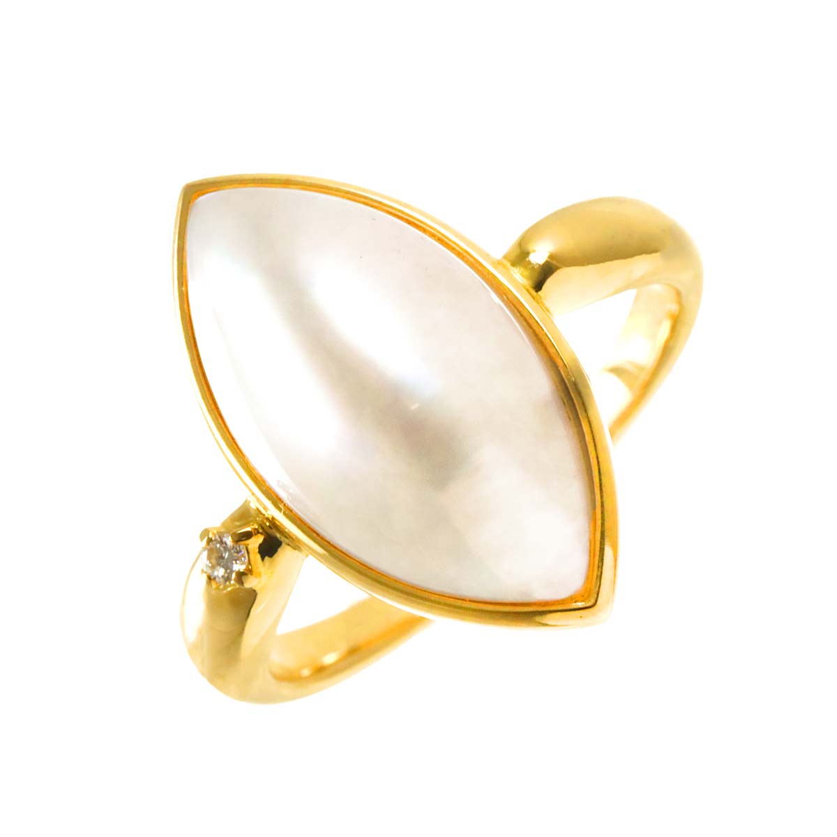 Mabe Pearl Diamond Ring 18K YG 750 5.5-5.75(US)