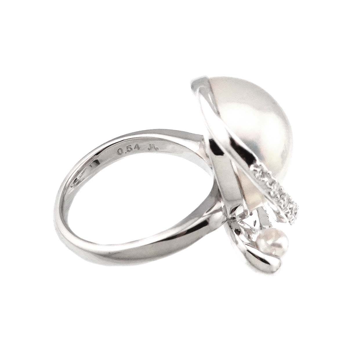 TASAKI Mabe Pearl Akoya Pearl Diamond 0.54ct Ring 18K WG 6.25-6.5
