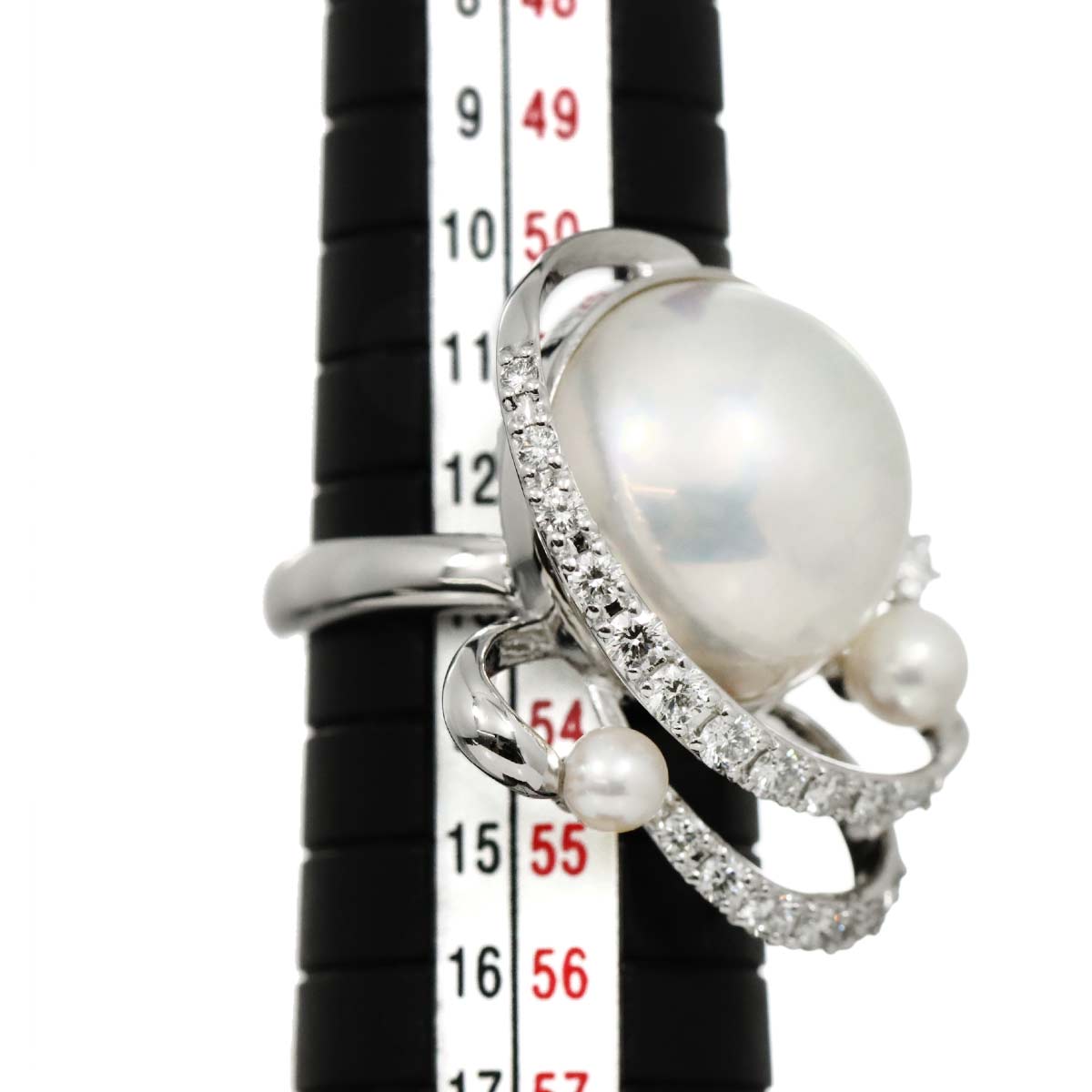 TASAKI Mabe Pearl Akoya Pearl Diamond 0.54ct Ring 18K WG 6.25-6.5