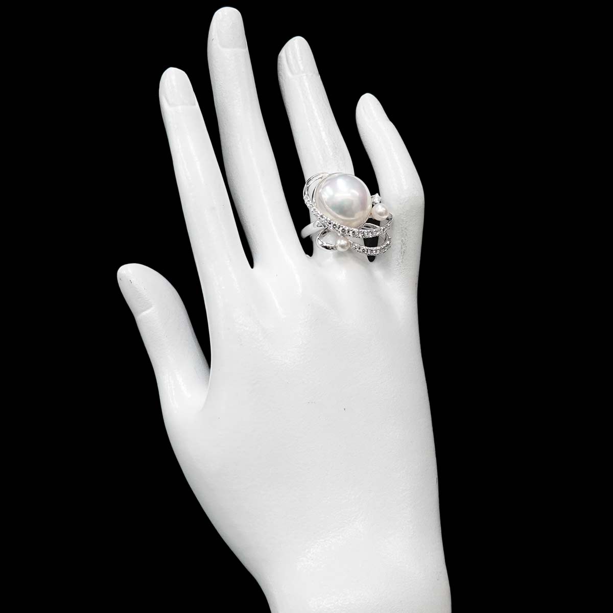 TASAKI Mabe Pearl Akoya Pearl Diamond 0.54ct Ring 18K WG 6.25-6.5
