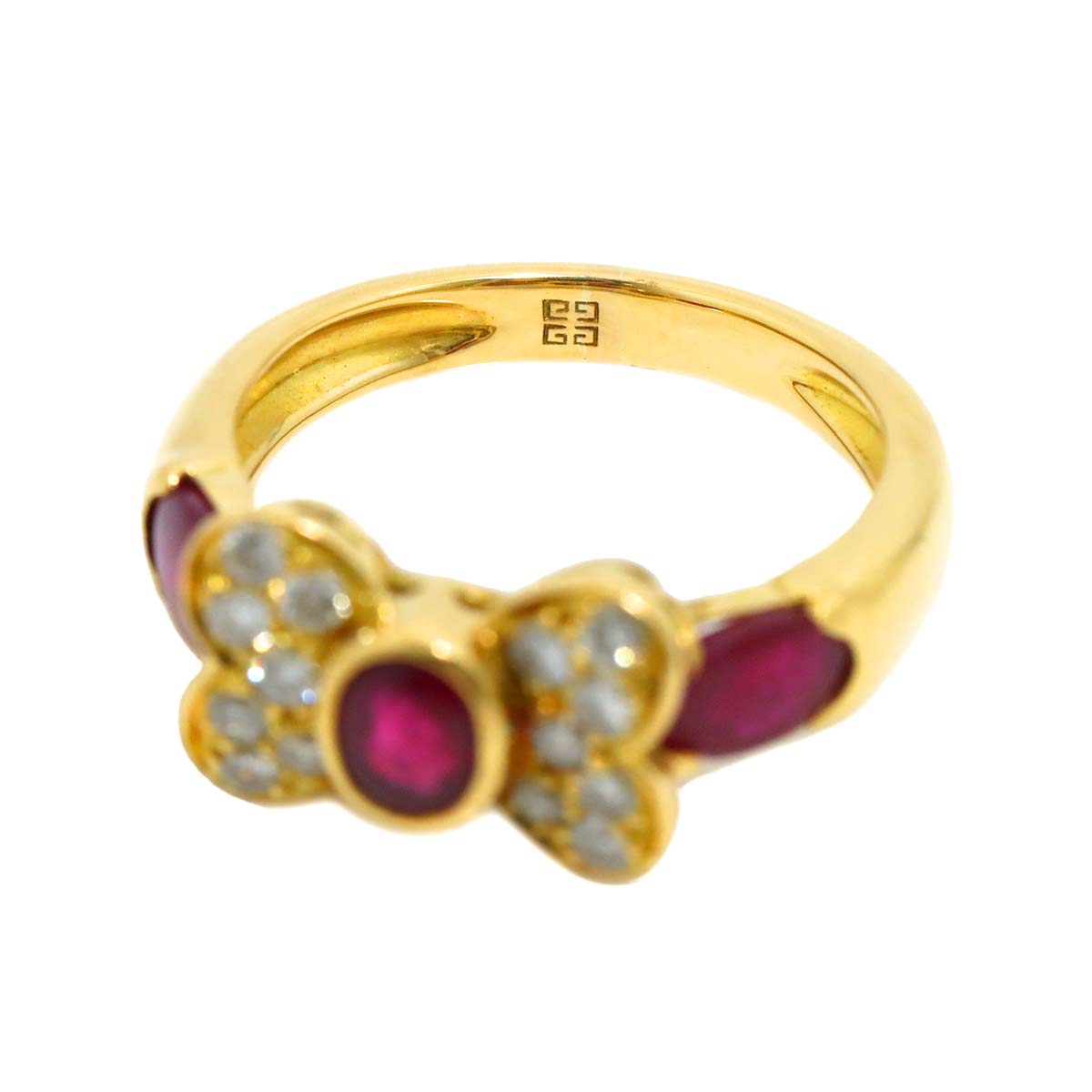 Ruby Diamond Ring 18K Yellow Gold 750 size6.25-6.5(US)