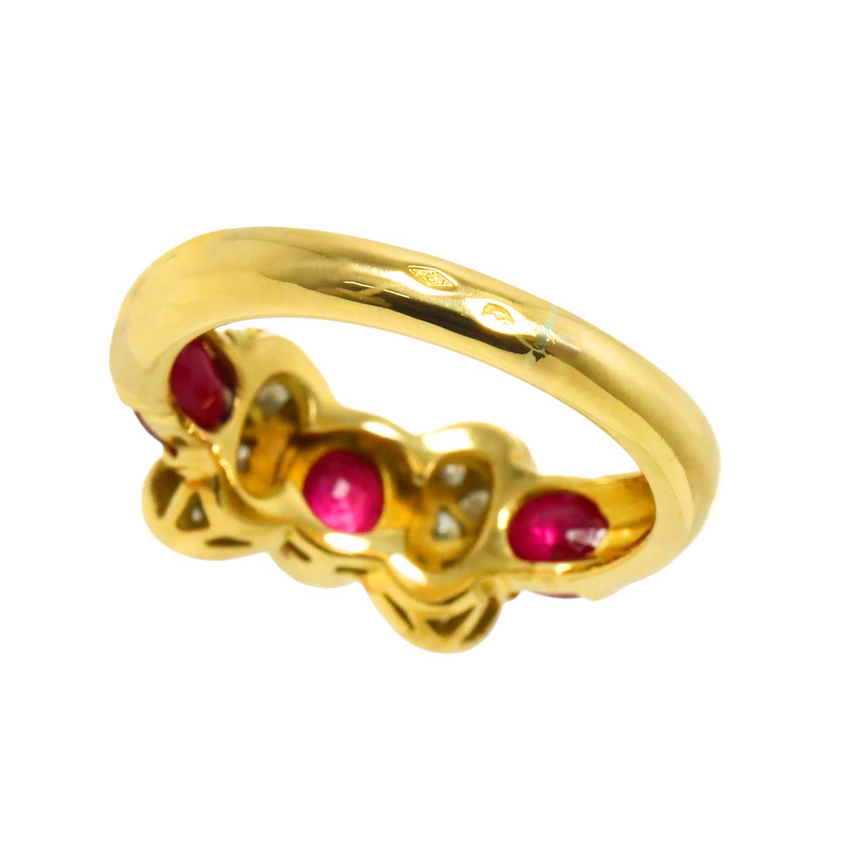 Ruby Diamond Ring 18K Yellow Gold 750 size6.25-6.5(US)