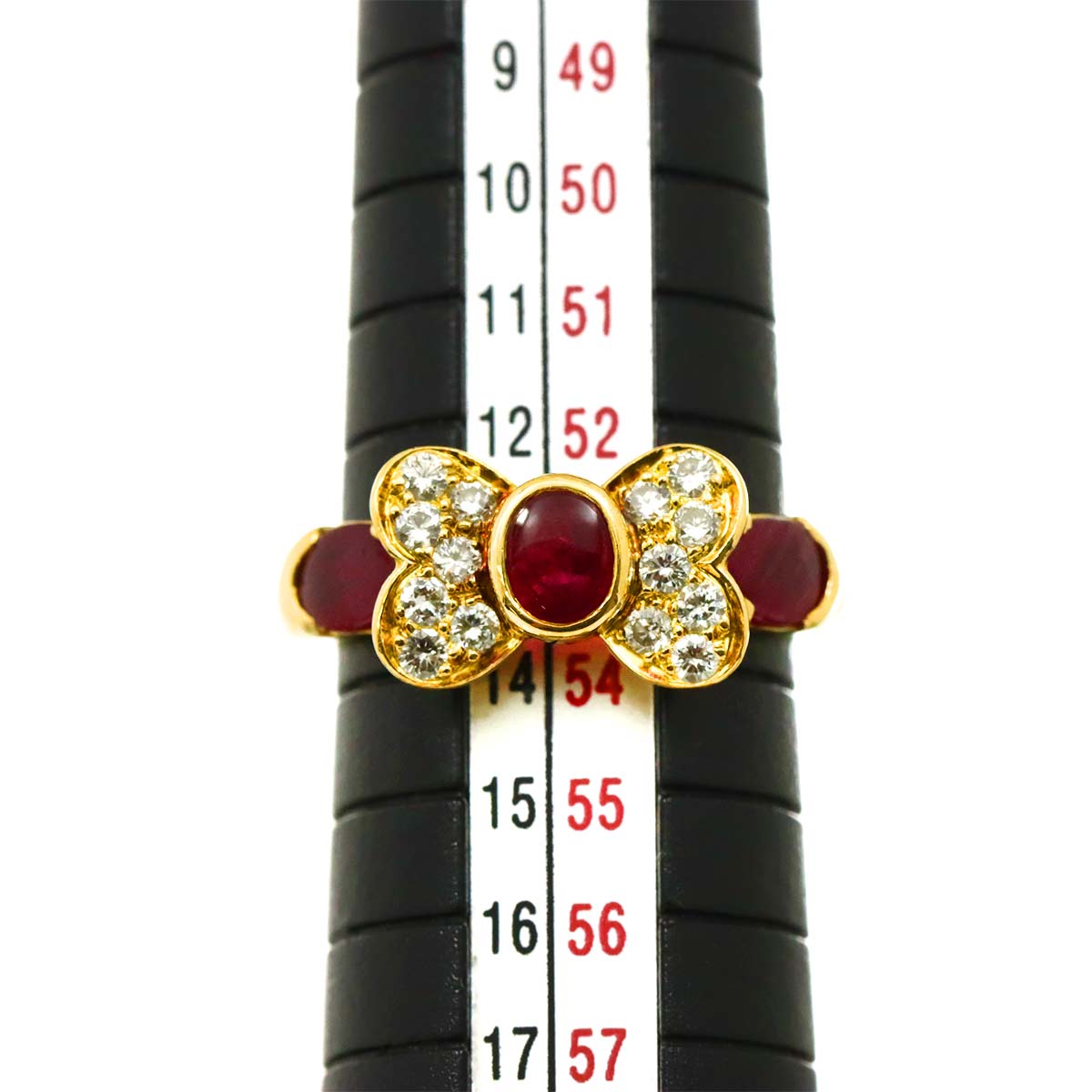 Ruby Diamond Ring 18K Yellow Gold 750 size6.25-6.5(US)