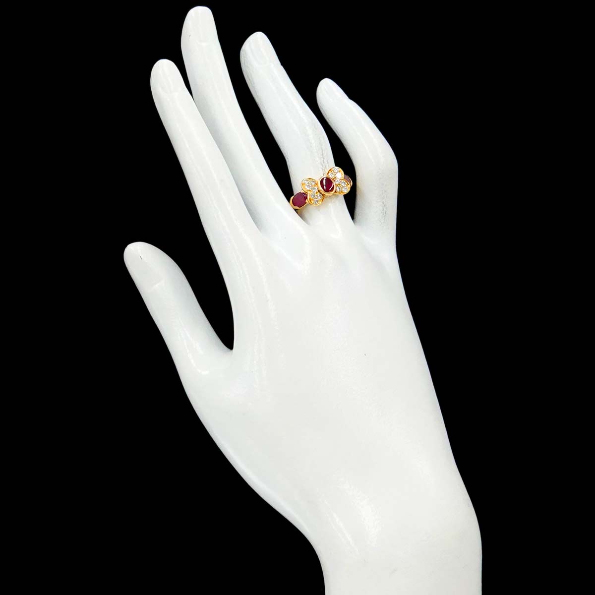 Ruby Diamond Ring 18K Yellow Gold 750 size6.25-6.5(US)