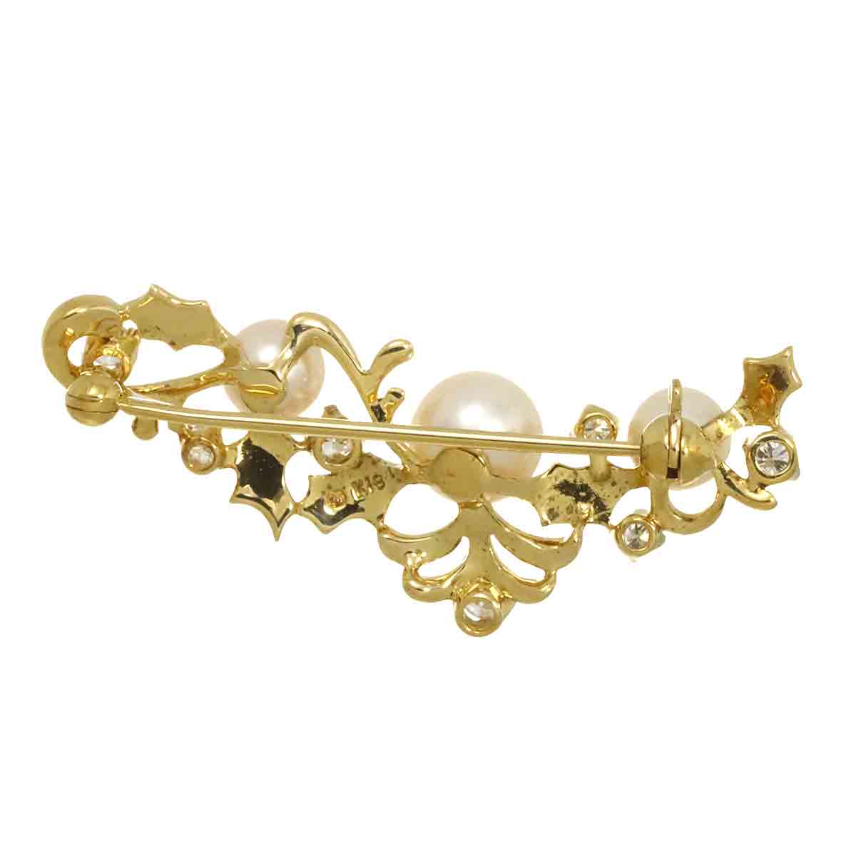 Akoya pearl 6.9-5.3mm Diamond Brooch 18K Yellow Gold 750
