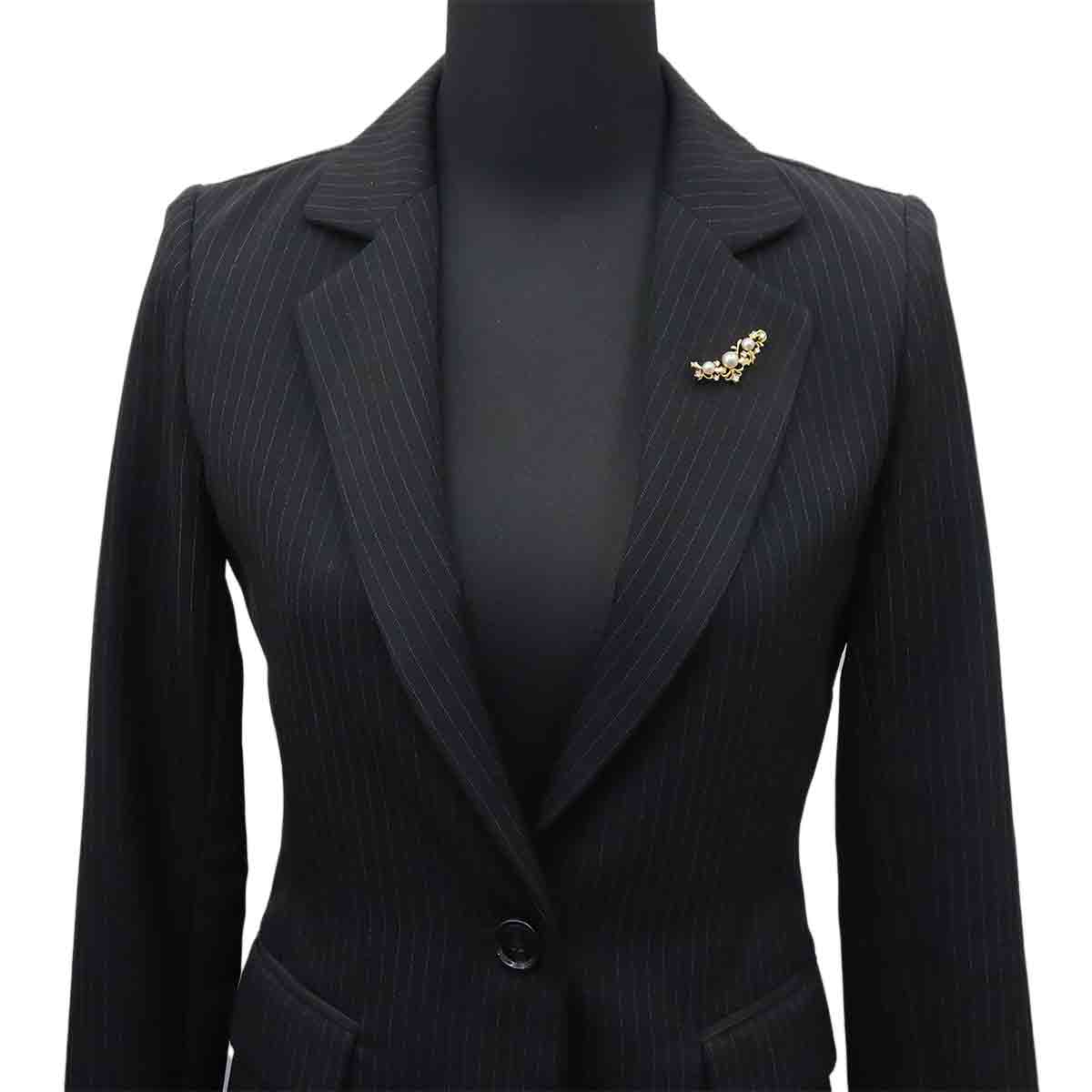 Akoya pearl 6.9-5.3mm Diamond Brooch 18K Yellow Gold 750