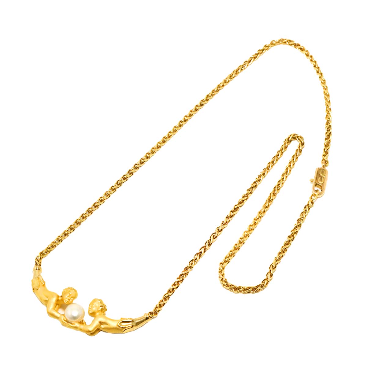 Freshwater cultured pearl necklace 18K YG 750