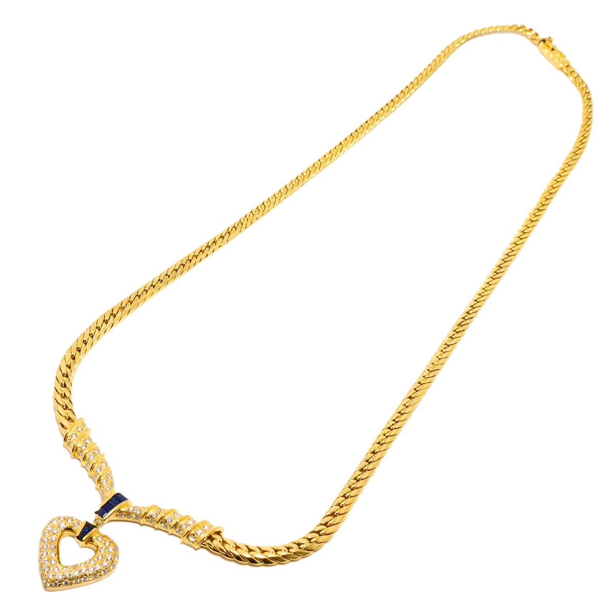 Sapphire 0.65ct Diamond 1.36ct Necklace 18K Yellow Gold 750