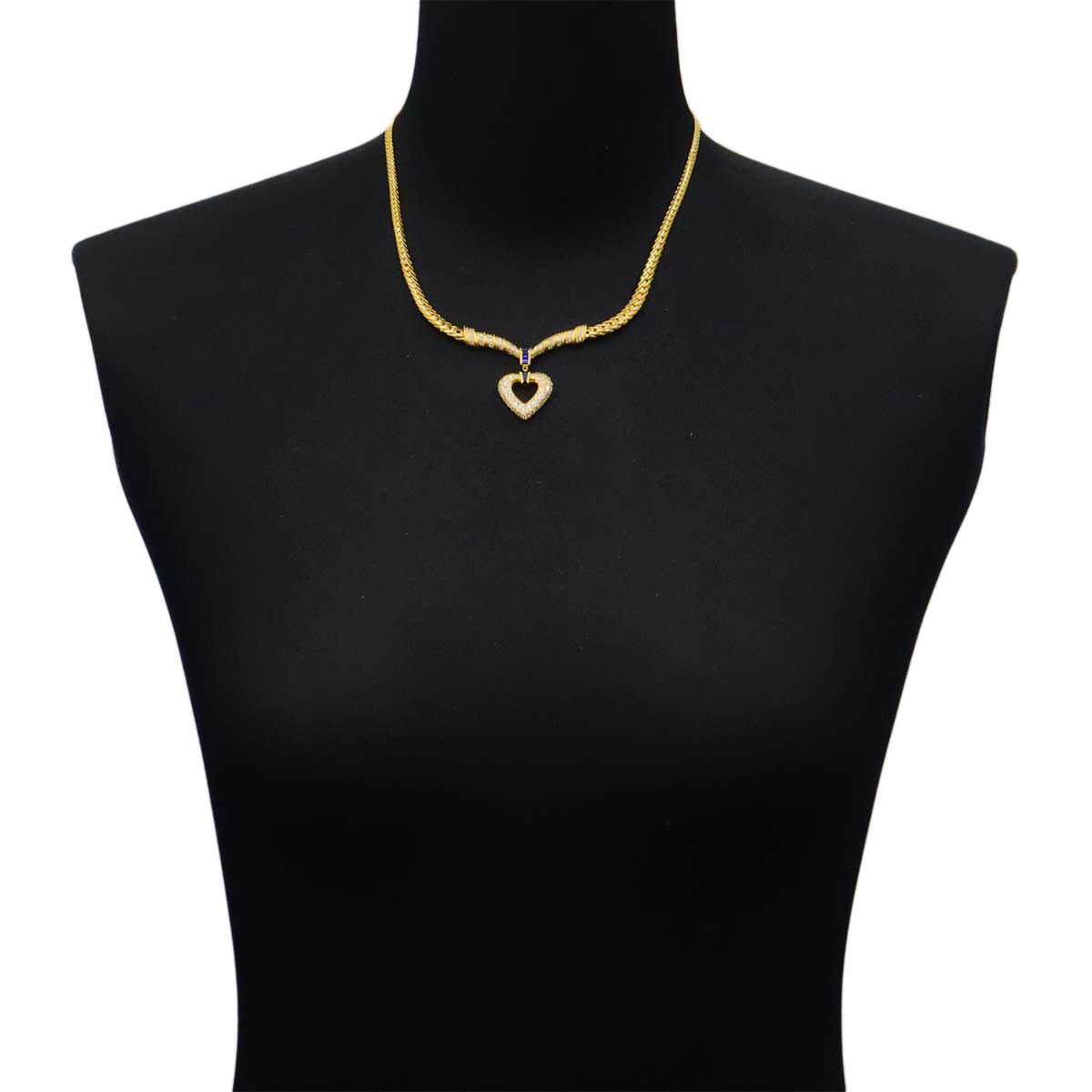 Sapphire 0.65ct Diamond 1.36ct Necklace 18K Yellow Gold 750