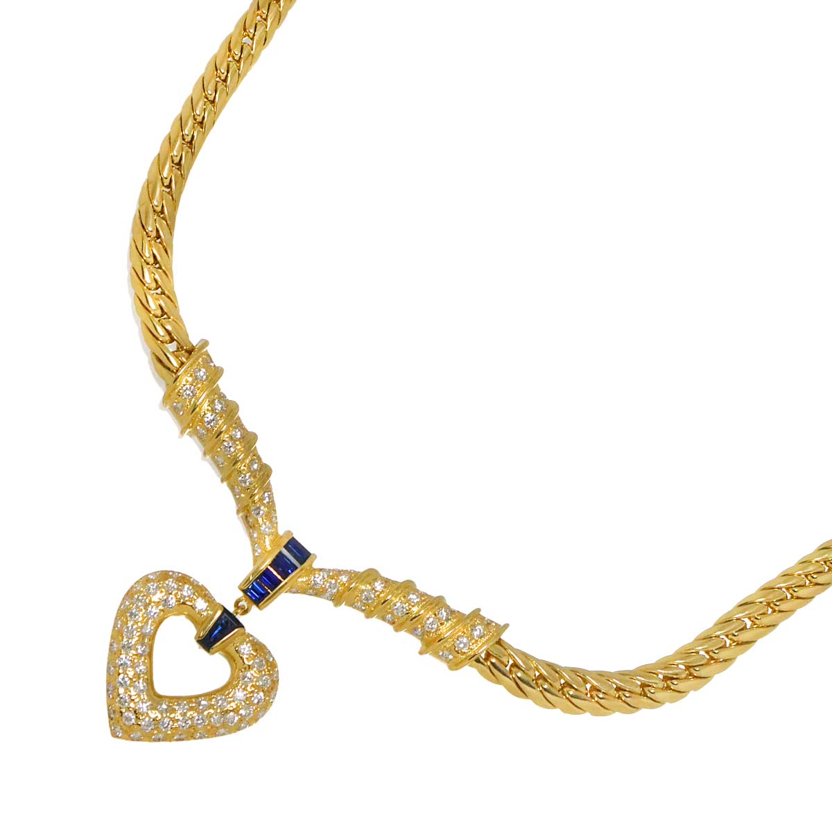 Sapphire 0.65ct Diamond 1.36ct Necklace 18K Yellow Gold 750