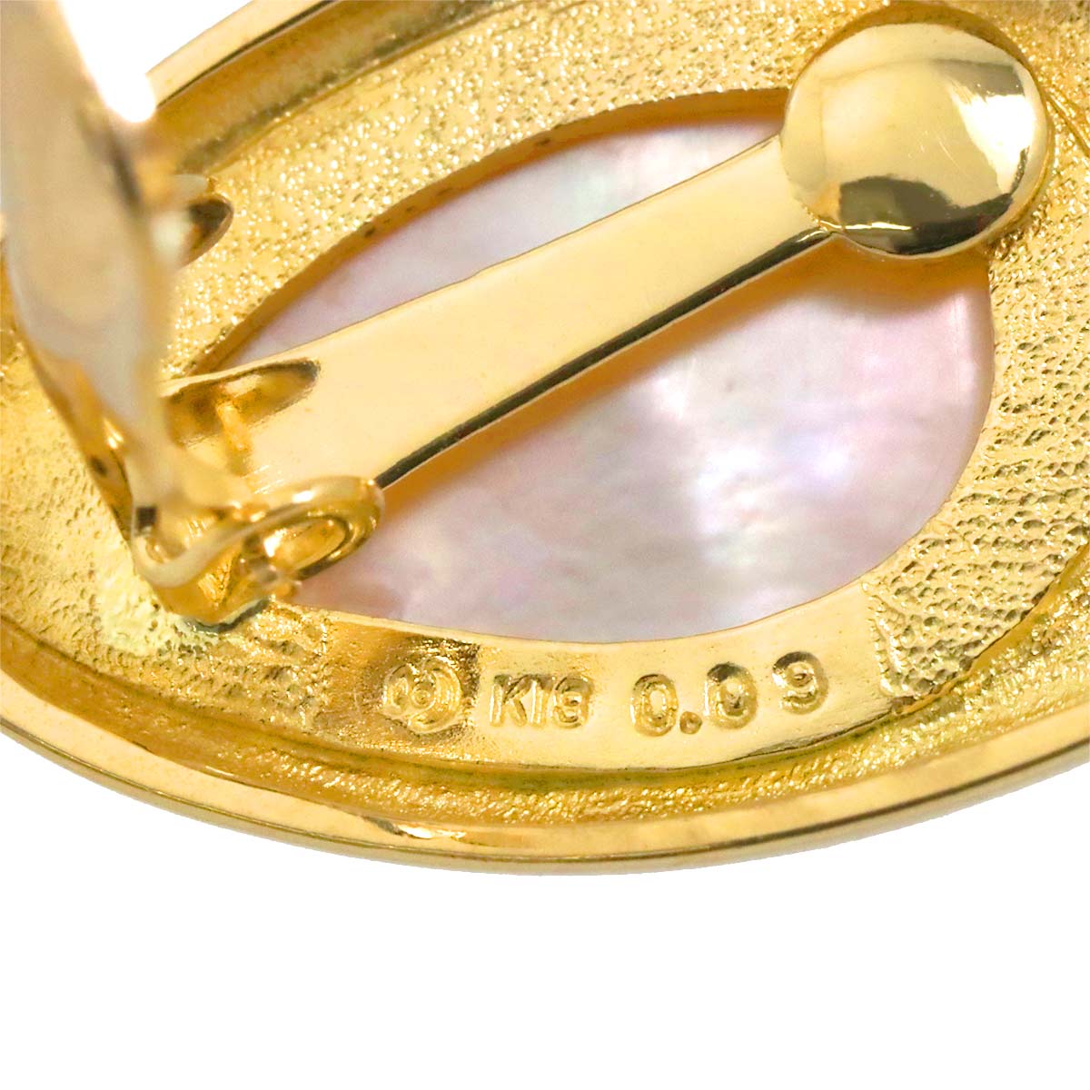 Mabe Pearl Diamond 0.09ctx2 Earrings Clip on 18K YG 750