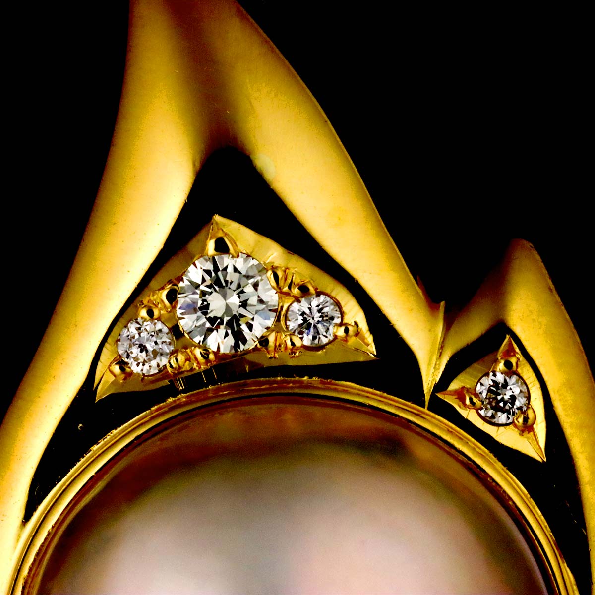 Mabe Pearl Diamond 0.09ctx2 Earrings Clip on 18K YG 750