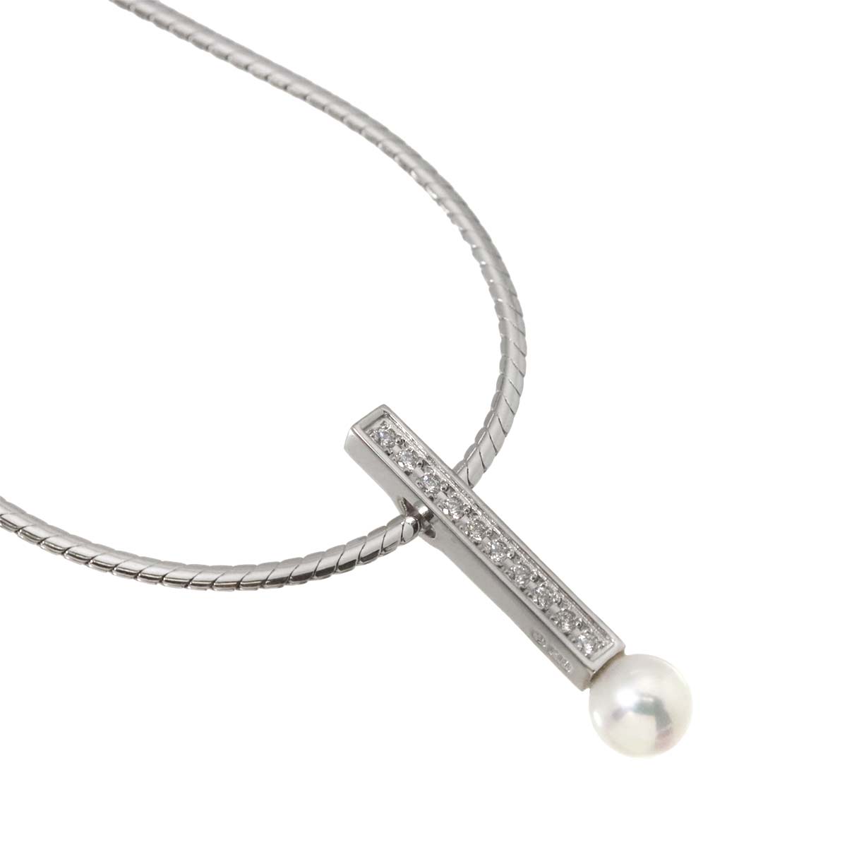 Akoya Pearl 5.9mm Diamond Necklace 18K WG 750