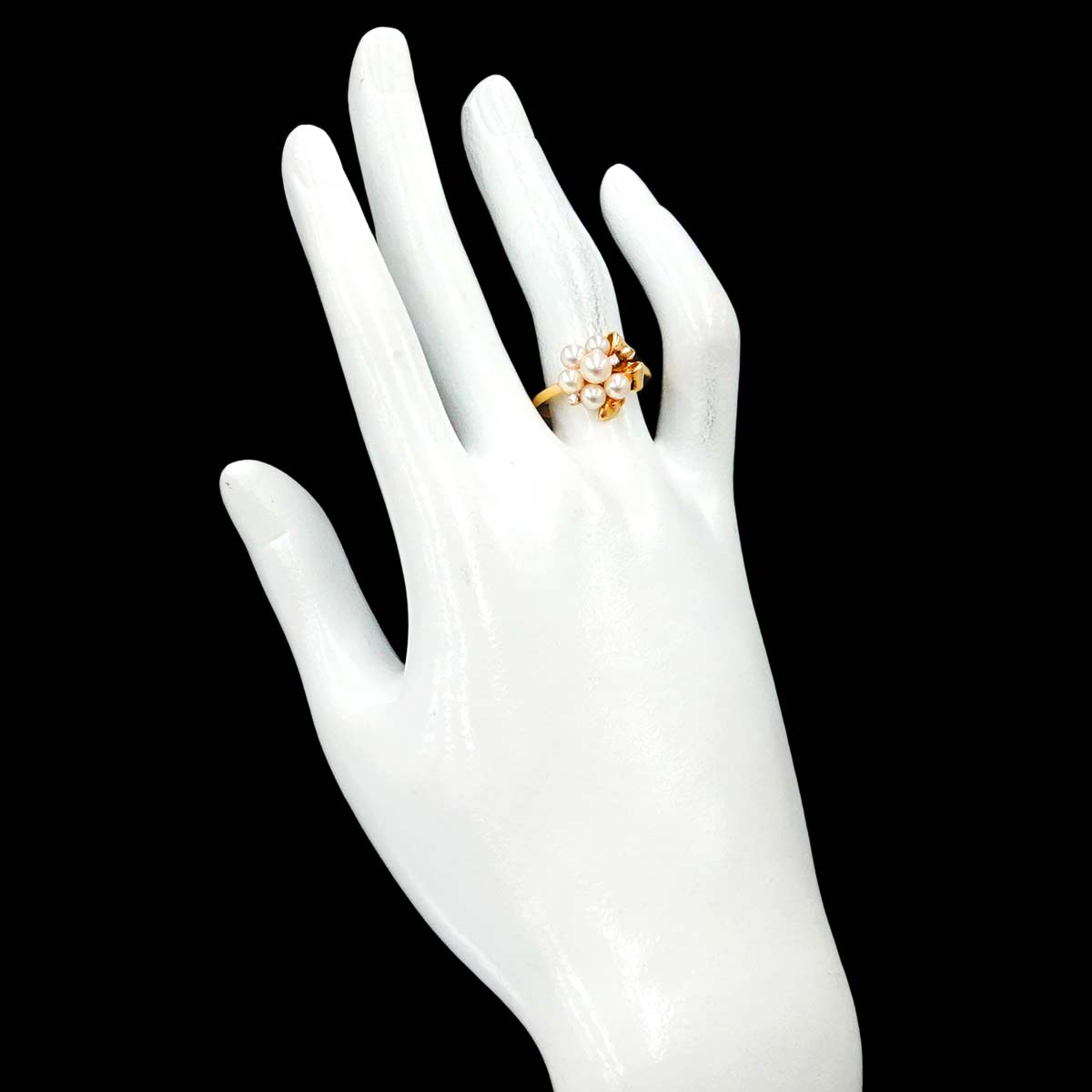 Akoya Pearl Diamond 0.03ct Ring 18K YG 750 Size6.75(US)