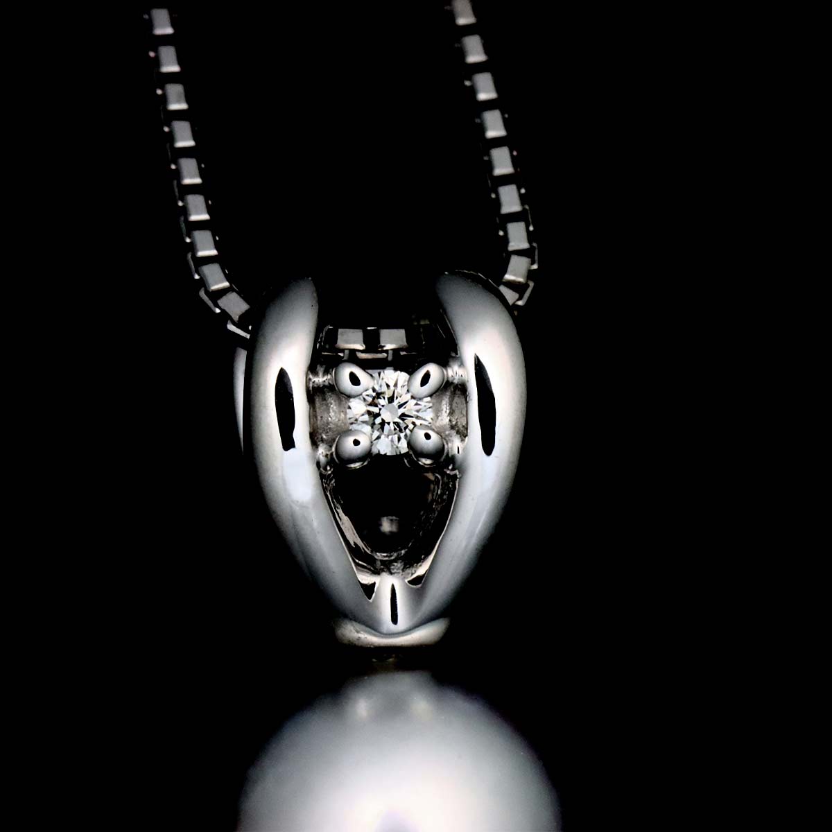 Akoya Pearl 7.3mm Diamond 0.01ct Necklace 18K WG 750