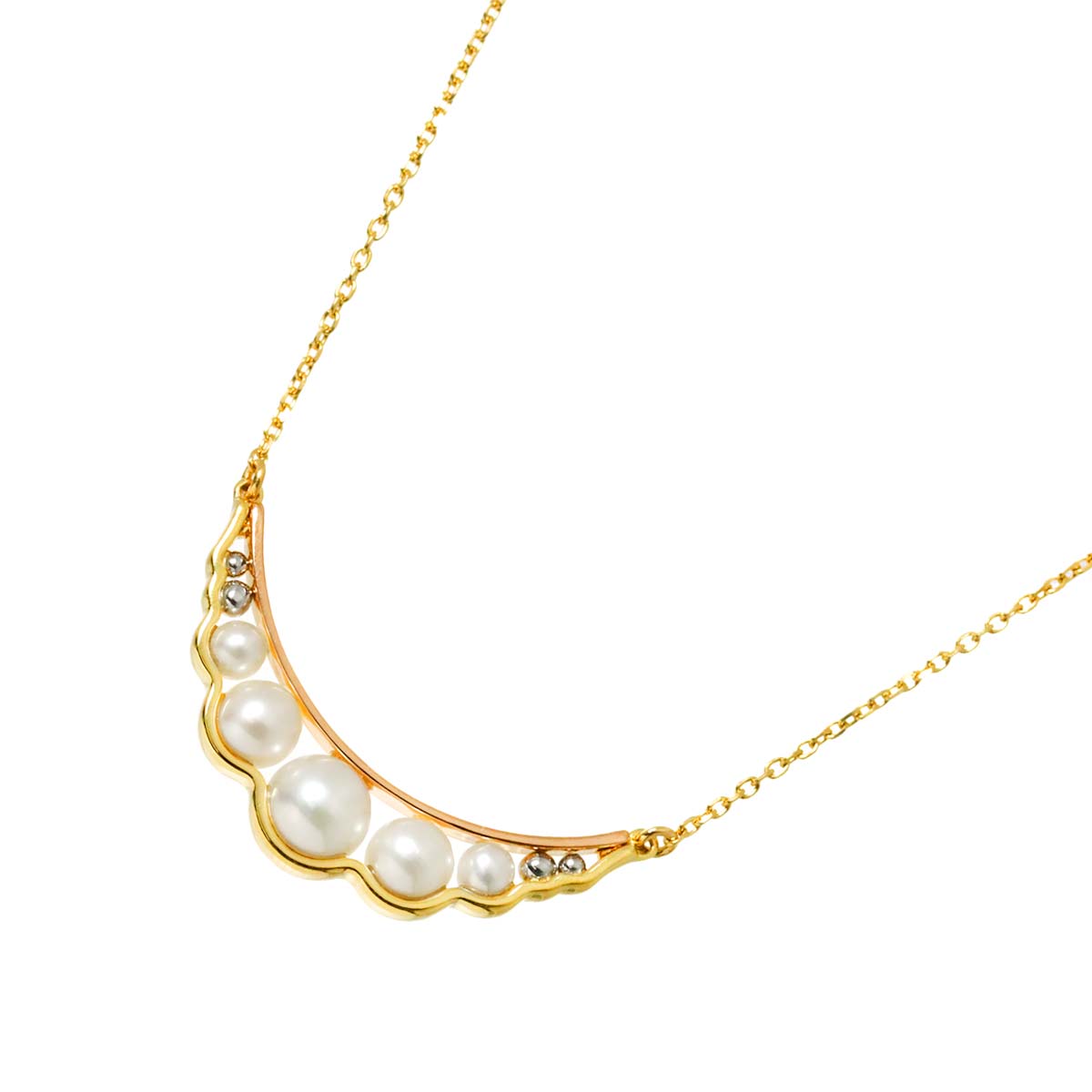 Akoya Pearl 5.6-2.9mm Necklace 18K YG PG 750 Pt