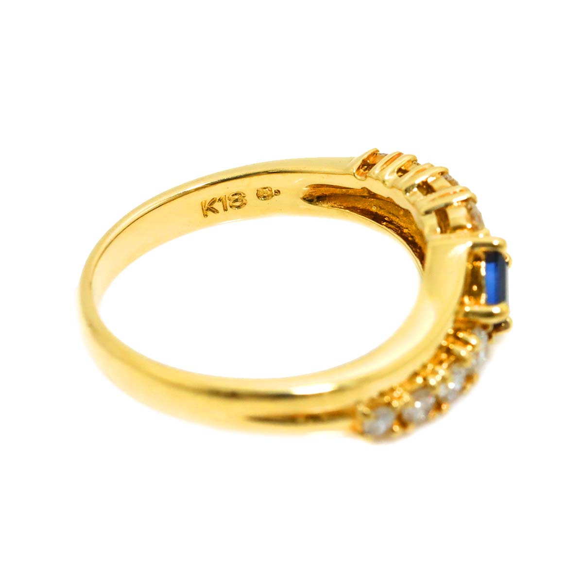 Sapphire 0.41ct Diamond 0.43ct Ring 18K YG 750 6.75-7.25(US)