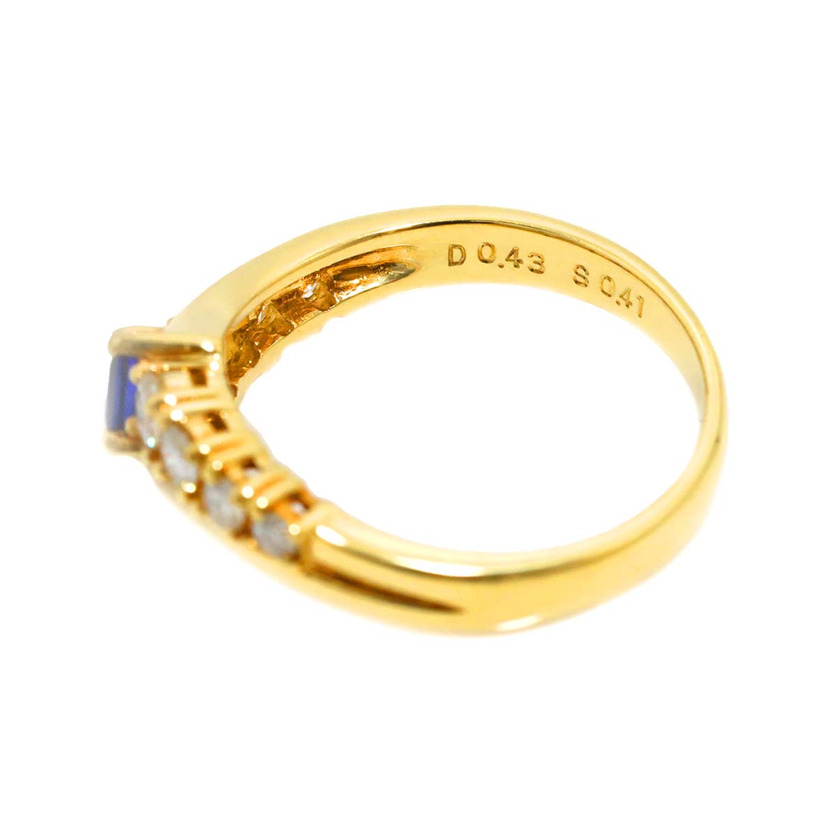 Sapphire 0.41ct Diamond 0.43ct Ring 18K YG 750 6.75-7.25(US)
