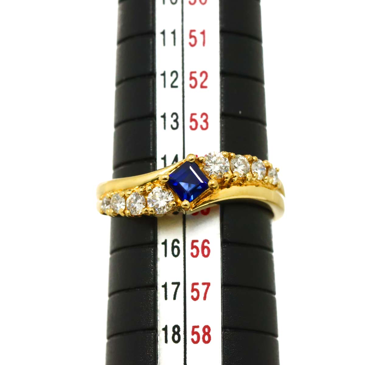 Sapphire 0.41ct Diamond 0.43ct Ring 18K YG 750 6.75-7.25(US)