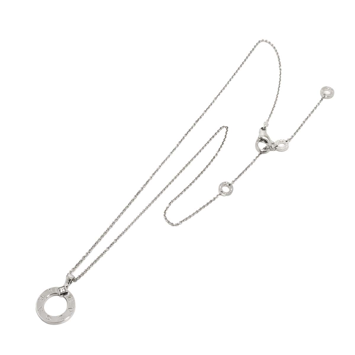 Double Logo Diamond Necklace 18K White Gold 750