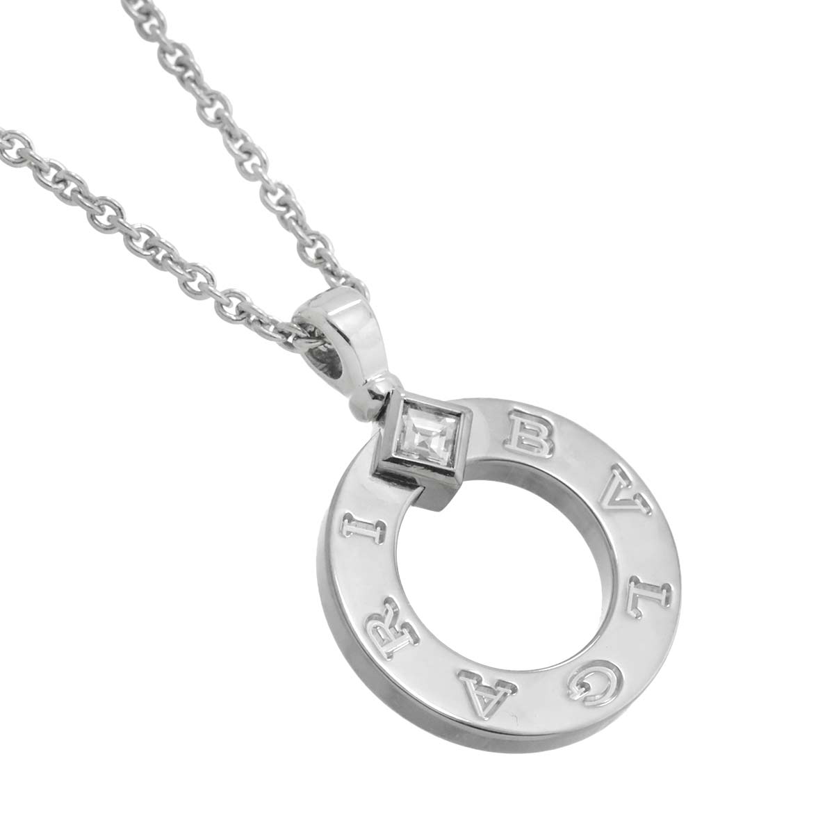 Double Logo Diamond Necklace 18K White Gold 750