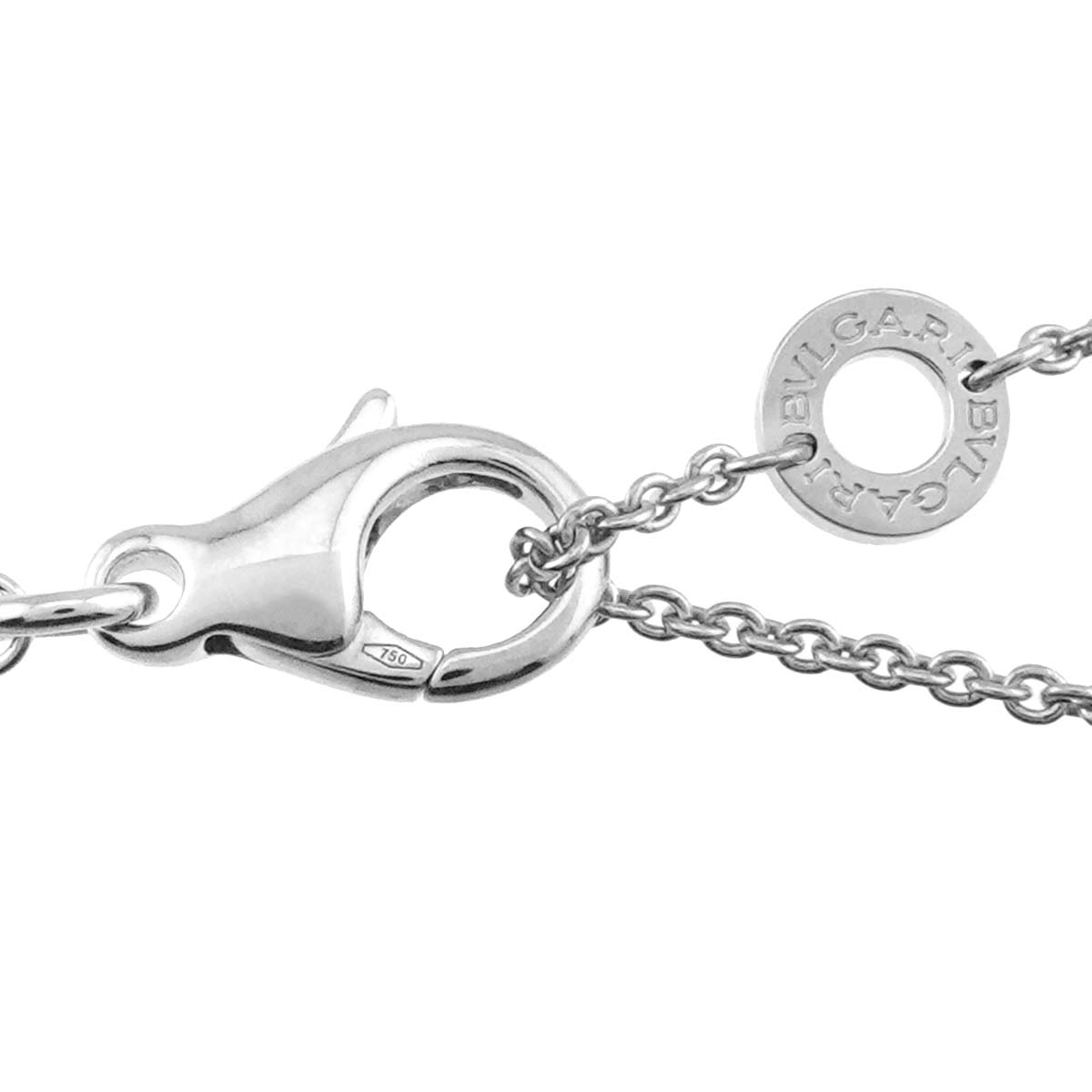 Double Logo Diamond Necklace 18K White Gold 750