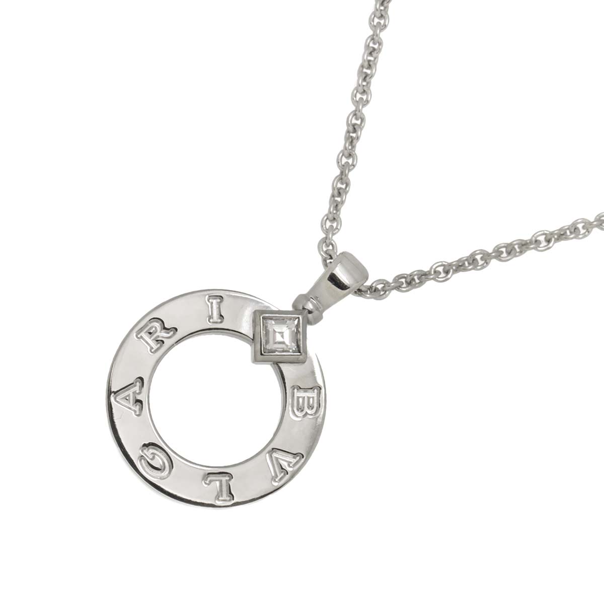 Double Logo Diamond Necklace 18K White Gold 750