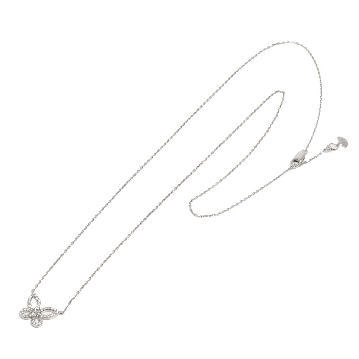 Mini Butterfly Silhouette Diamond Necklace 18K WG 750