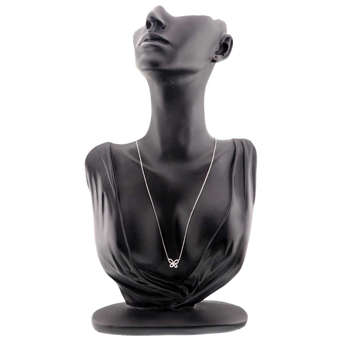 Mini Butterfly Silhouette Diamond Necklace 18K WG 750