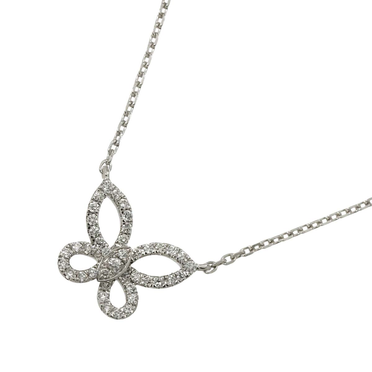 Mini Butterfly Silhouette Diamond Necklace 18K WG 750