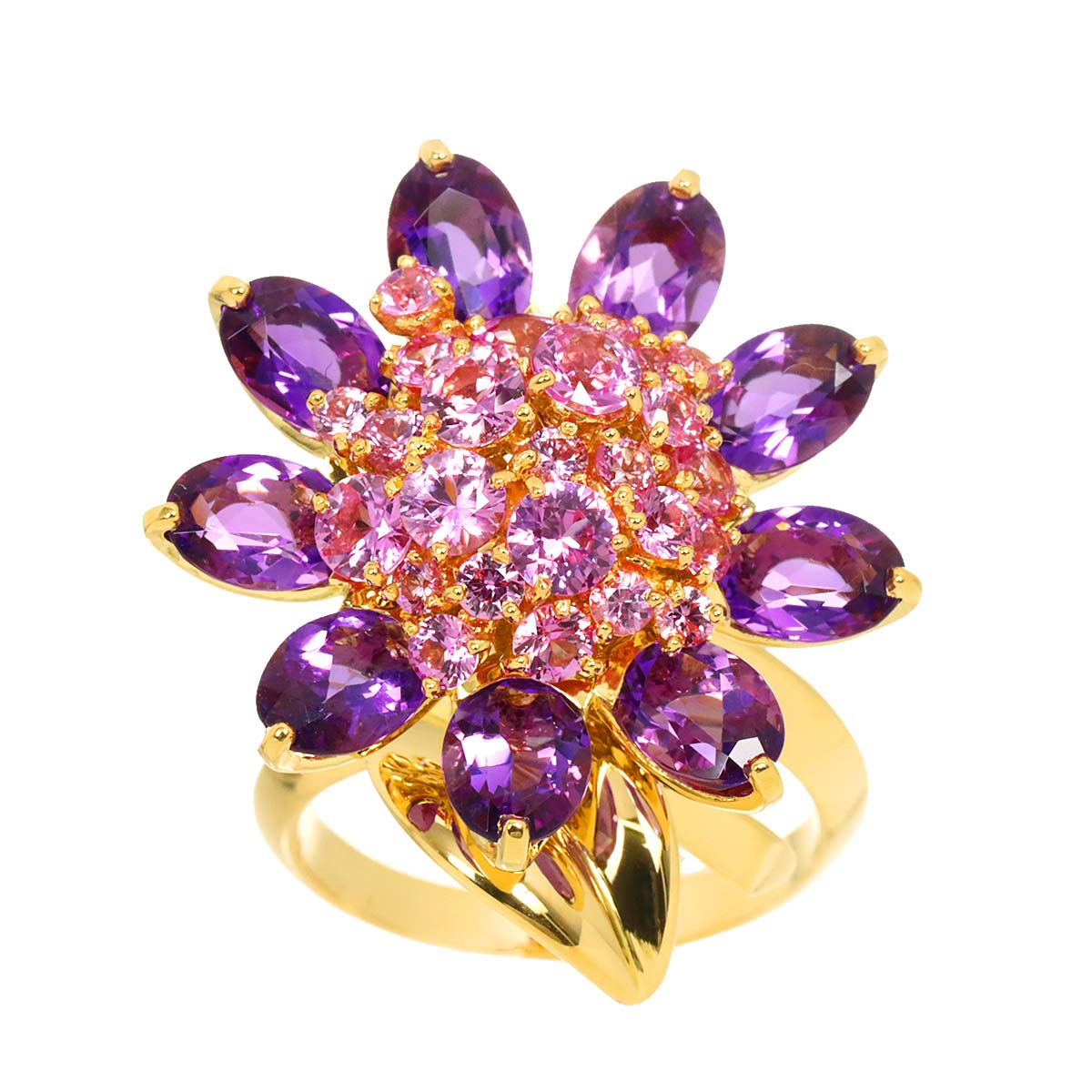 Hawaii Sapphire Amethyst Ring 18K YG Size:57 7.75-8 US