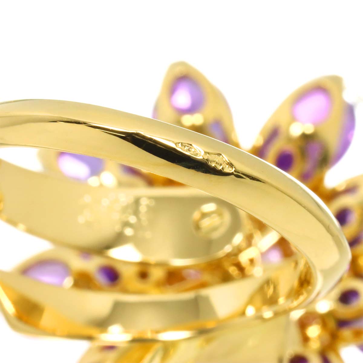 Hawaii Sapphire Amethyst Ring 18K YG Size:57 7.75-8 US