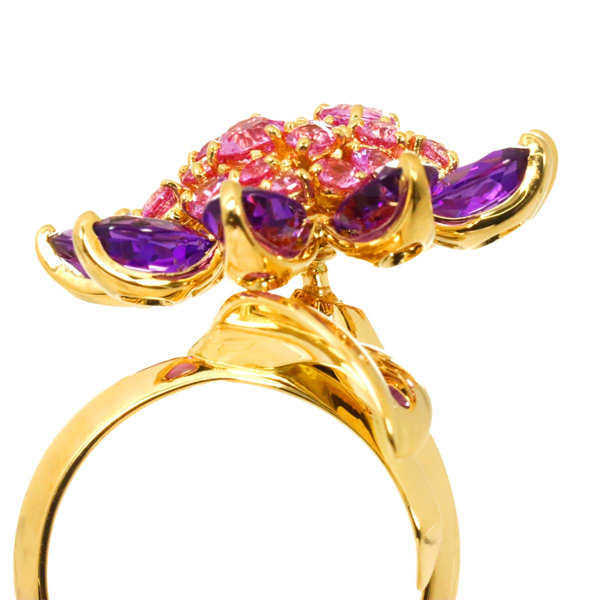 Hawaii Sapphire Amethyst Ring 18K YG Size:57 7.75-8 US