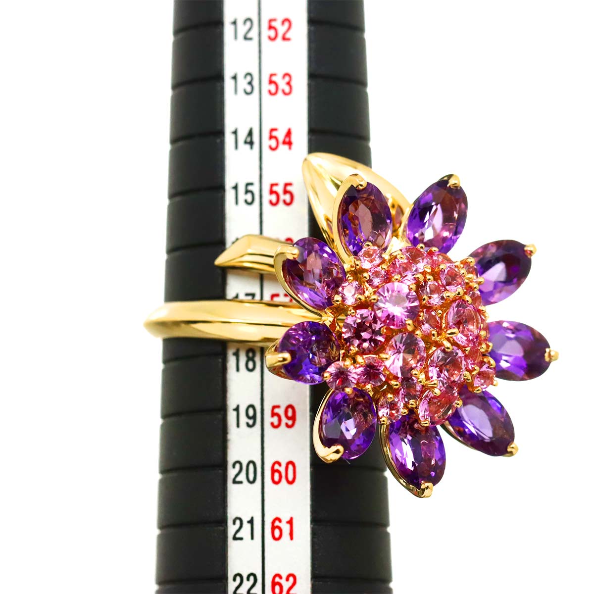 Hawaii Sapphire Amethyst Ring 18K YG Size:57 7.75-8 US