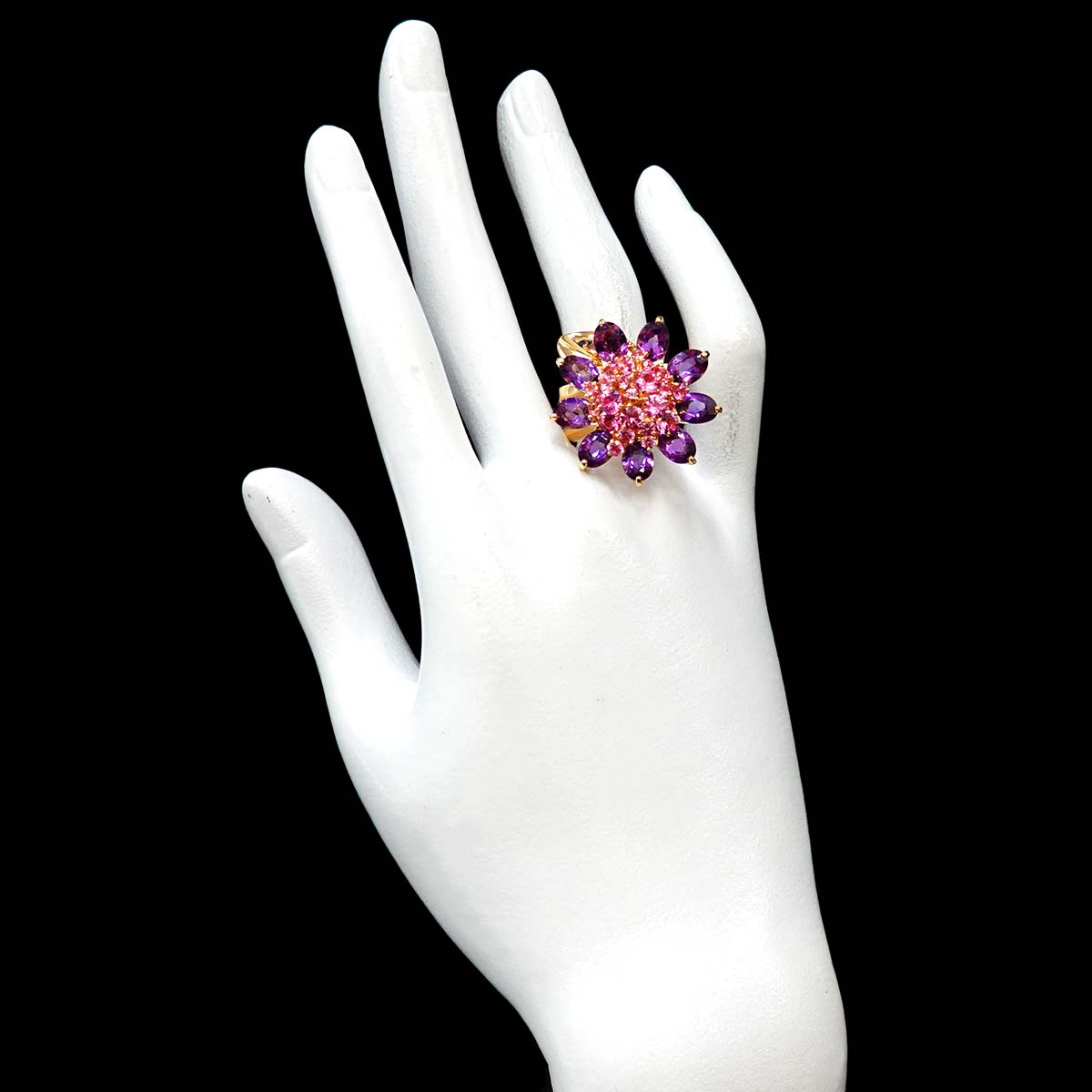 Hawaii Sapphire Amethyst Ring 18K YG Size:57 7.75-8 US