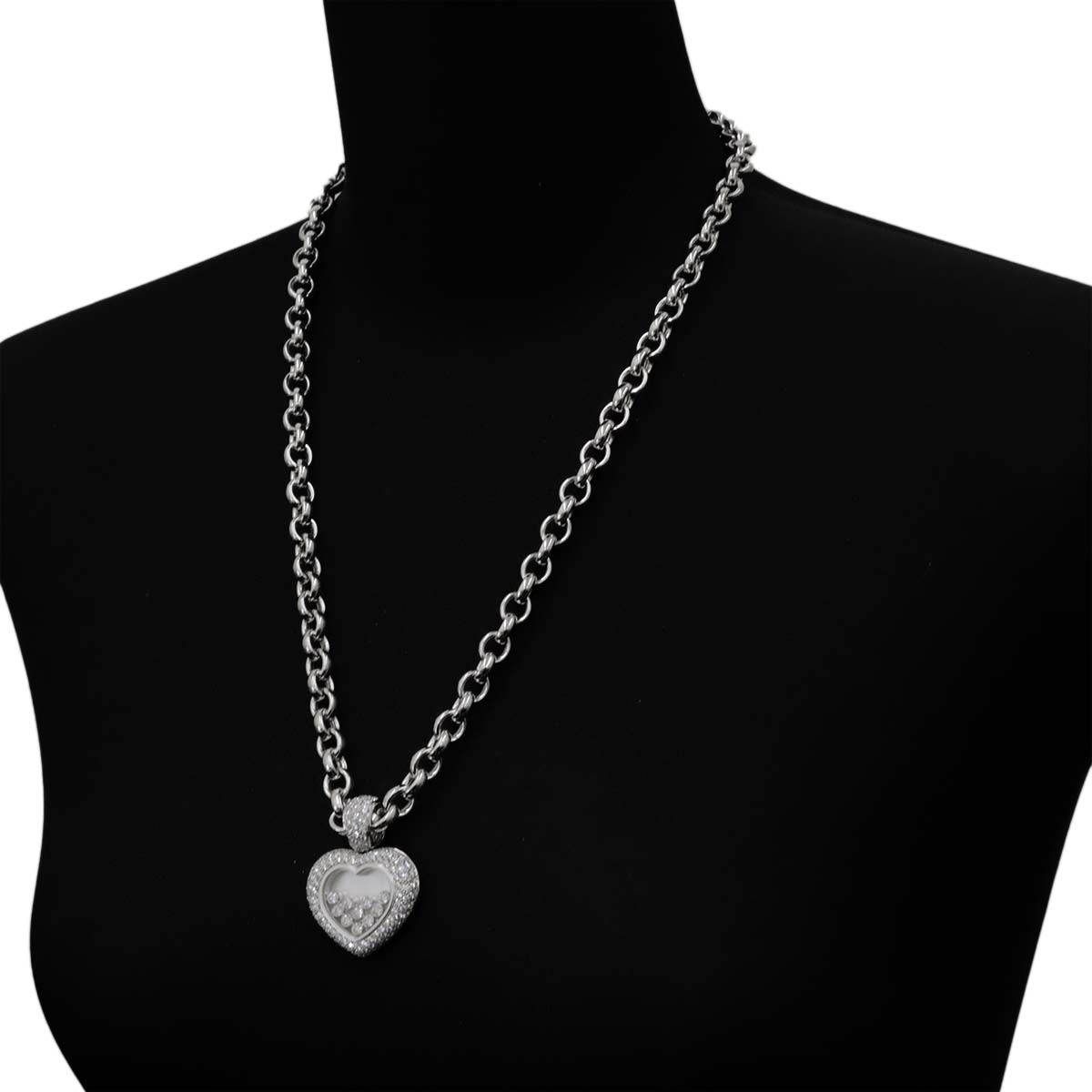 Happy Diamond Mother of Pearl Heart Necklace 18K WG 750