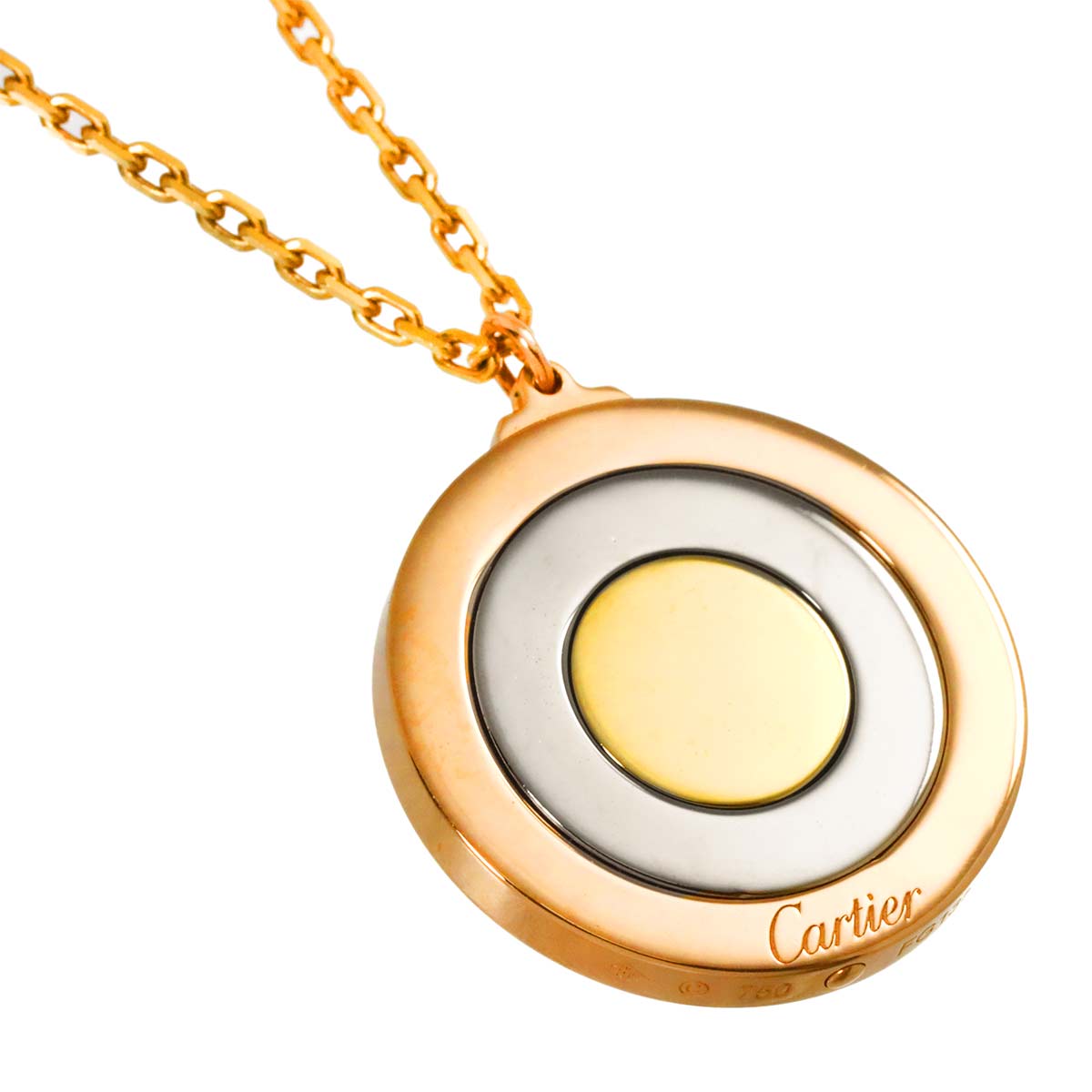 Round Trinity Necklace 18K YG WG PG 750