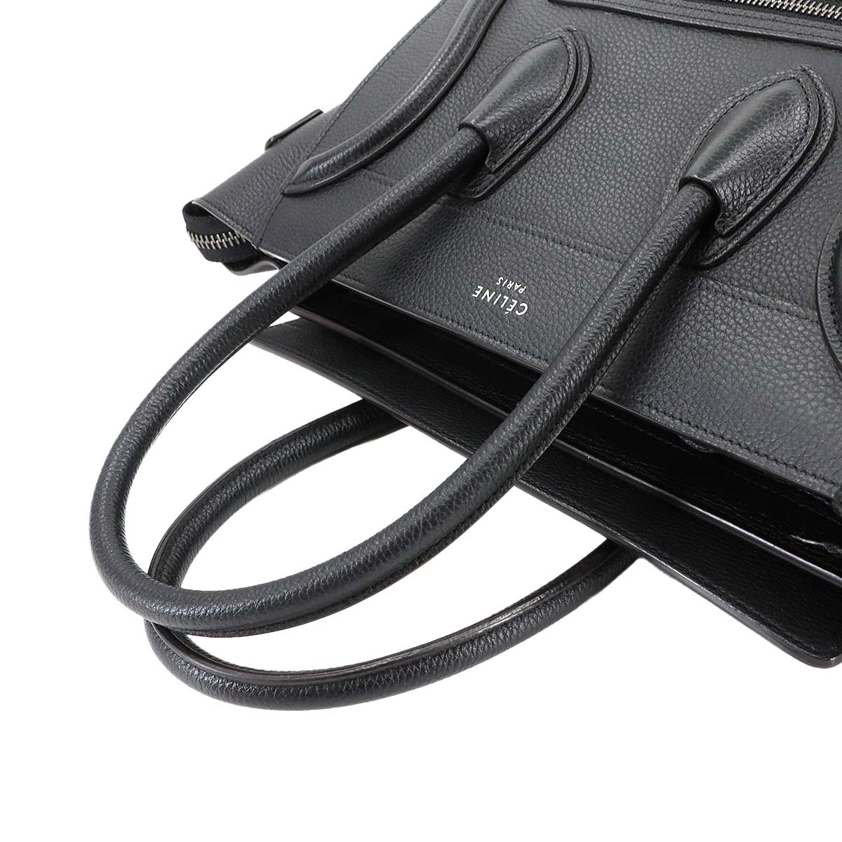 Luggage Micro Shopper Hand Bag Leather Black 167793 Purse