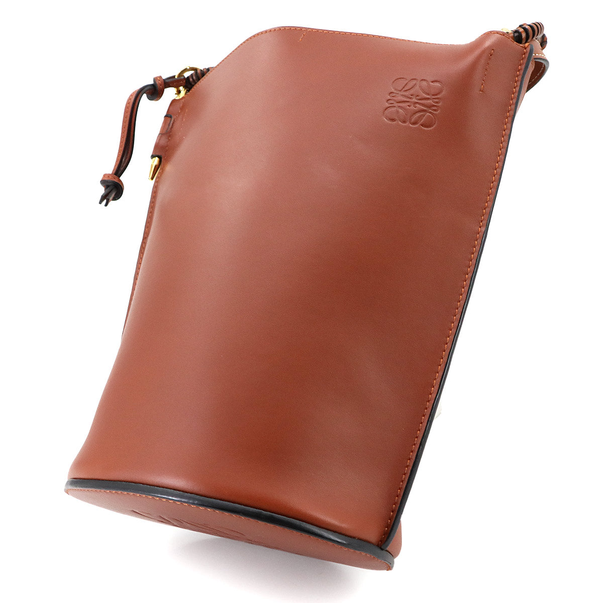 Gate Bucket Hand Shoulder Bag Leather Brown Purse Anagram