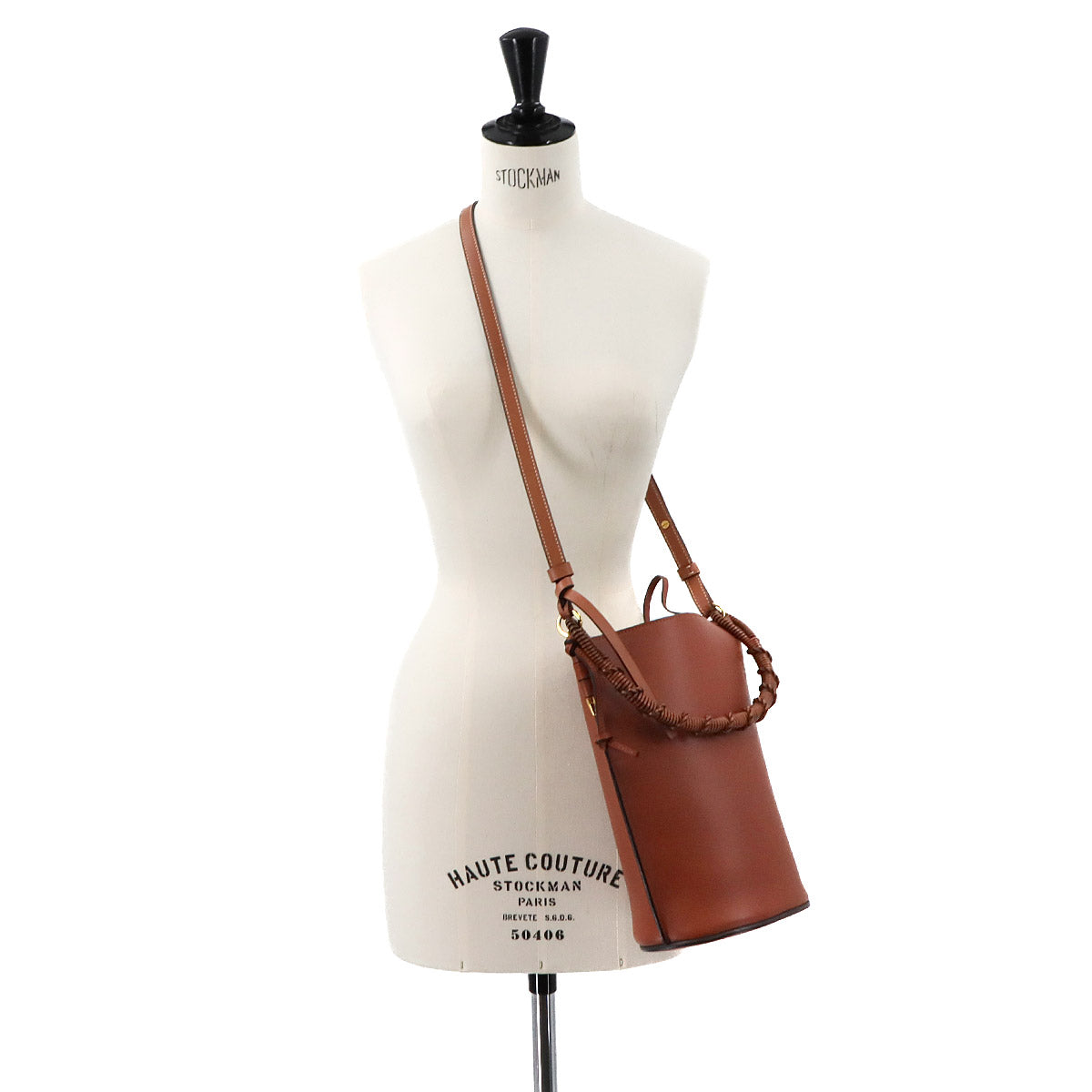 Gate Bucket Hand Shoulder Bag Leather Brown Purse Anagram