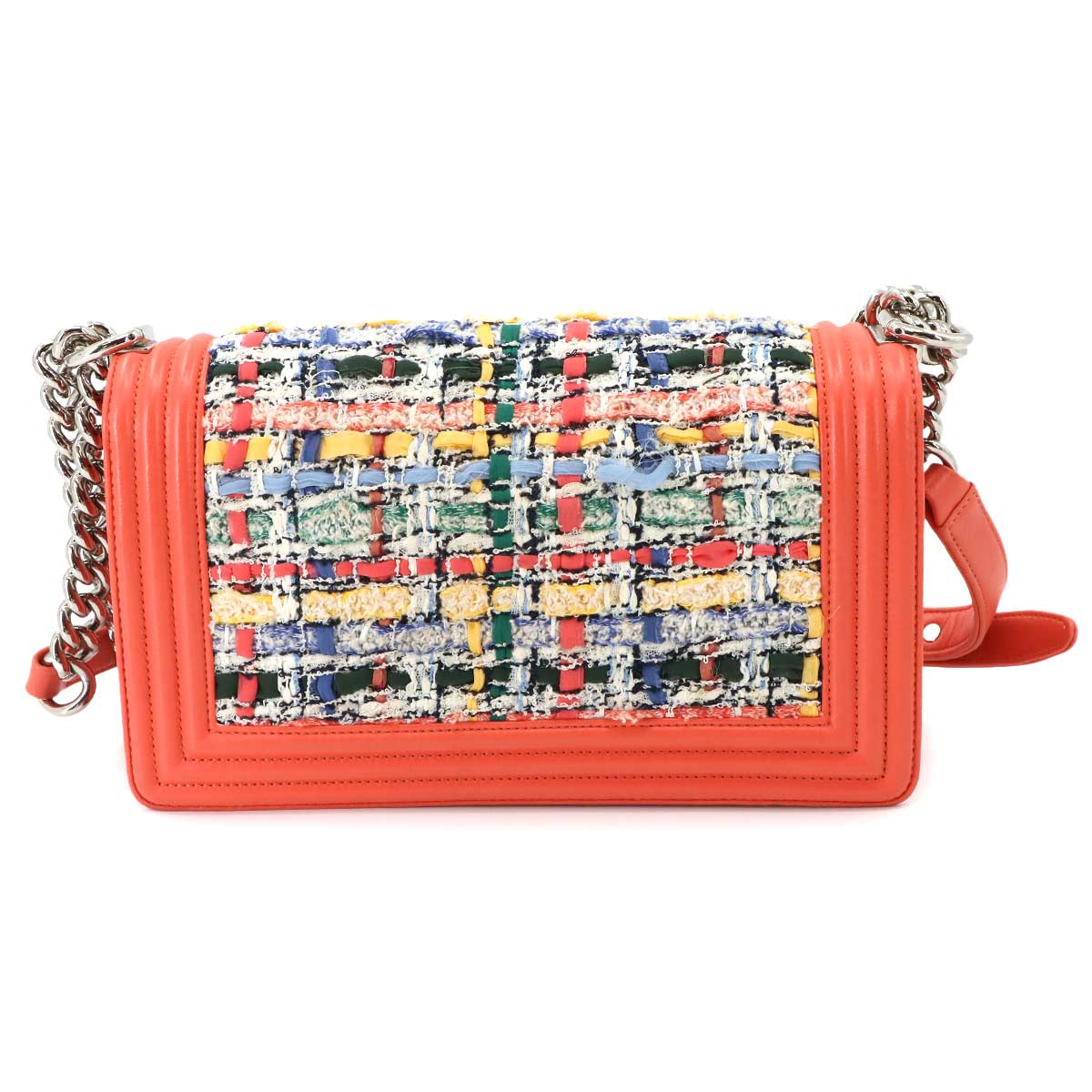 BOY CHANEL Chain Shoulder Bag Tweed Leather Multicolor A67086