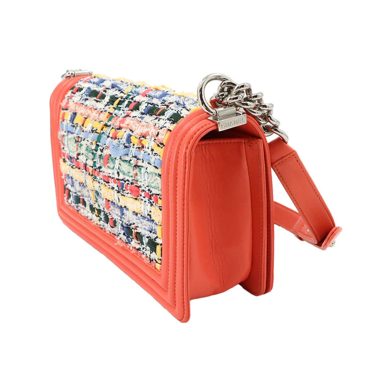 BOY CHANEL Chain Shoulder Bag Tweed Leather Multicolor A67086