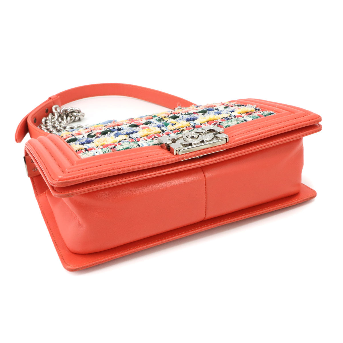 BOY CHANEL Chain Shoulder Bag Tweed Leather Multicolor A67086